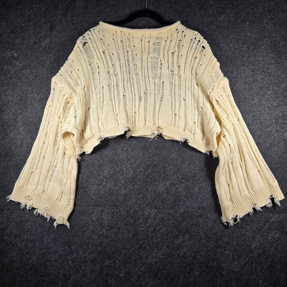 Klesis Ladder Knit Cropped Sweater Femme Size Small Urban Grunge Edgy Distressed